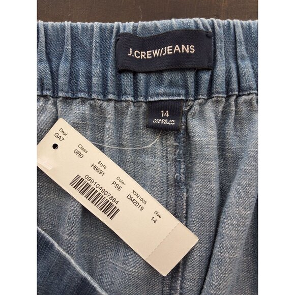 J.Crew Womens Wide-Leg Cropped Chambray Pull-On Pants Sz 14 Closet Staple NWT - Picture 5 of 8
